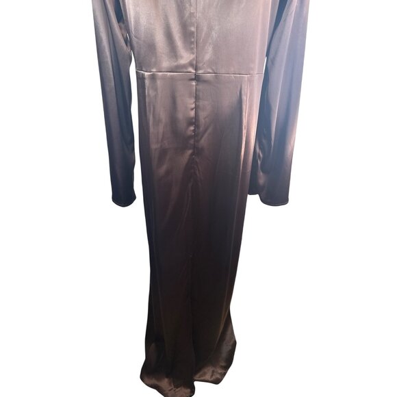 Remi X Revolve Choc Brown Dress 0X Long Sleeve Plunge Neck - Picture 14 of 16